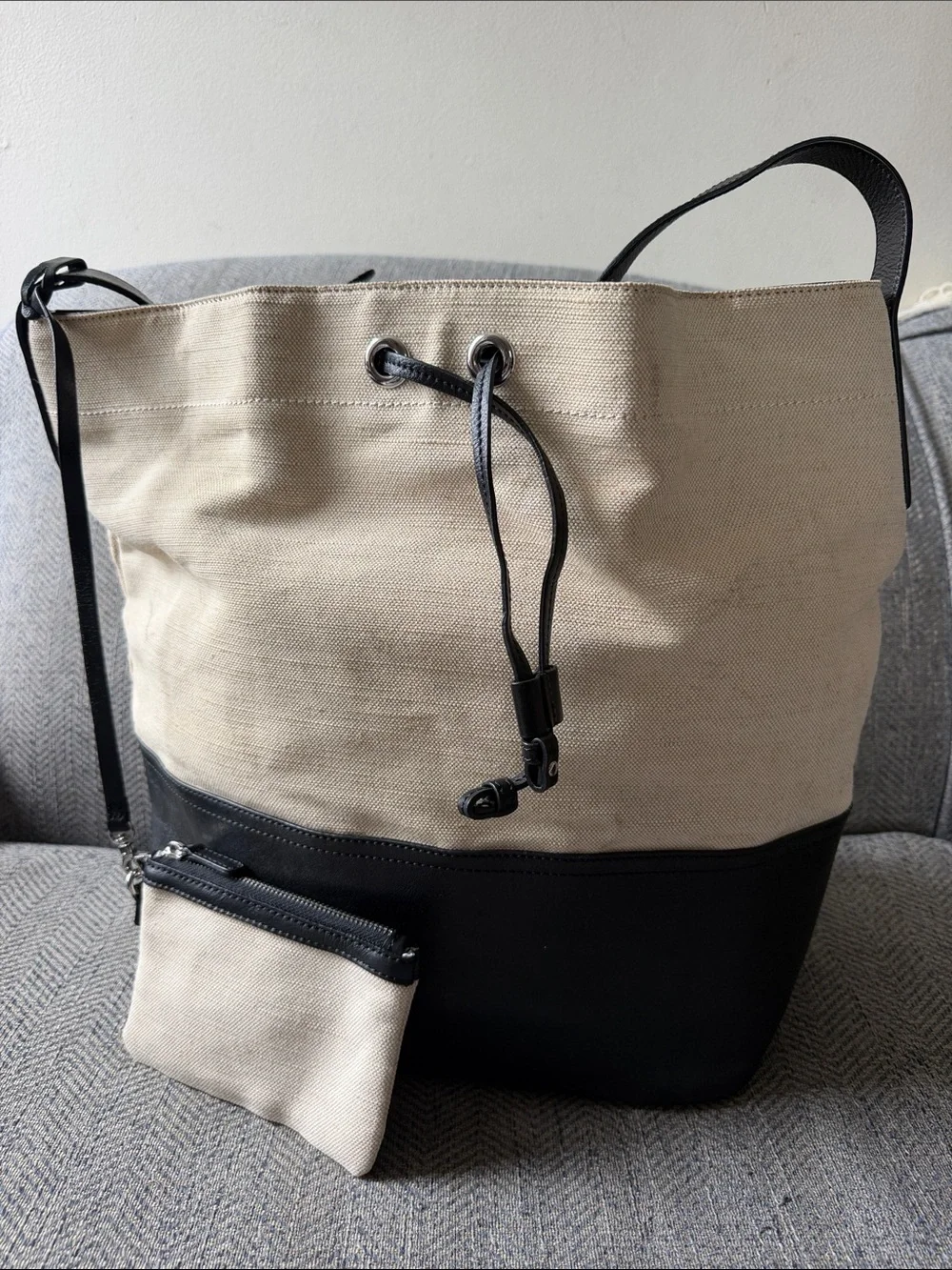 Jenni Kayne + Pottery Barn Kids Leather/Canvas Extra Large Diaper Bag.